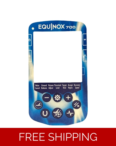 A Minelab 700 Equinox keypad sticker in seven colours